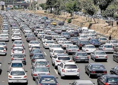 تردد کند خودروها در آزادراه کرج، تهران
